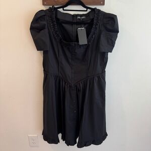 NWT Lively Ghosts Petite Chateau Black Ruffle Puff Sleeve Mini Dress XL